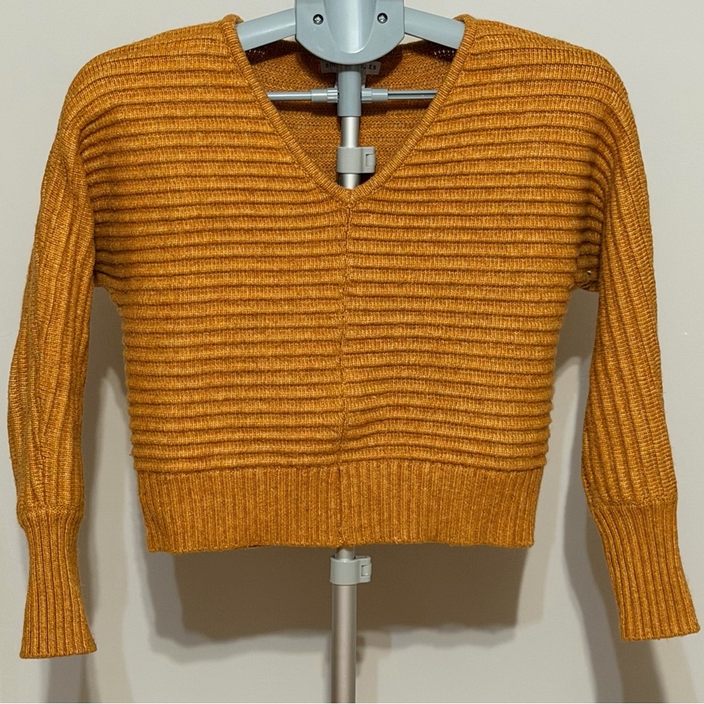 Sincerely Jules Mustard Ribbed V-Neck Sweater – XS - Picture 4 of 10